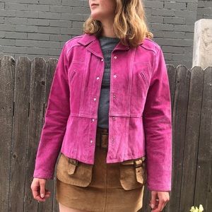 Wilsons Hot Pink Suede Leather Jacket